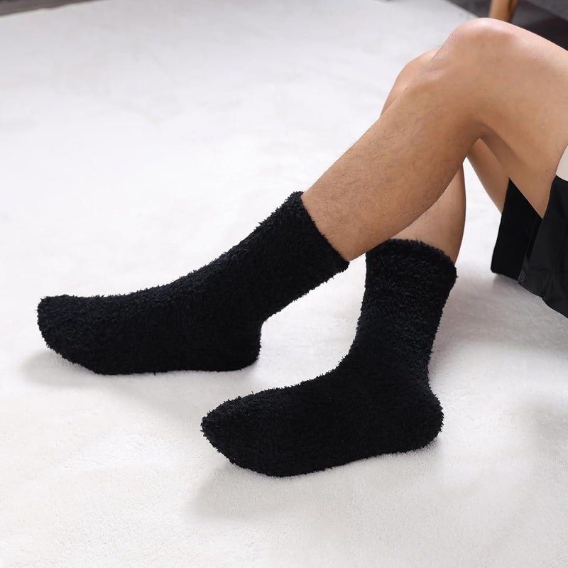 LINEMIN Mens Fuzzy Socks Cozy Fluffy Winter Warm Slipper Socks Microfiber Soft Home Sleeping Socks 5/6 Pairs - Image 5